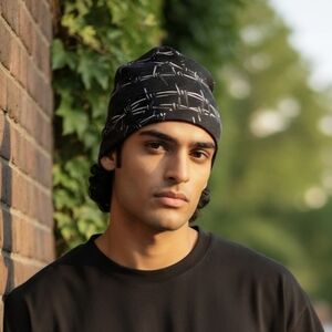 2/$10 Unisex Black and Gray Barbed Wire Beanie